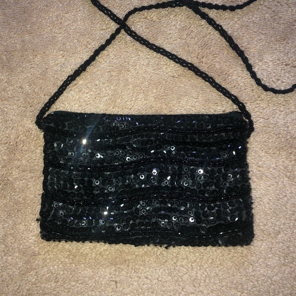 Walborg Black Sequined Mini Shoulder Bag